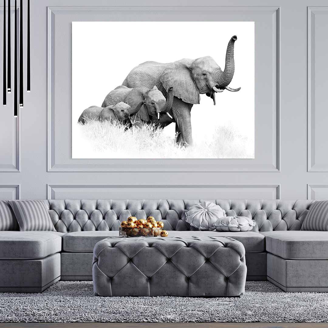 Canvas Painting - Three Elephants