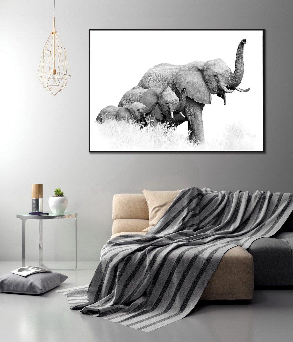 Canvas Painting - Three Elephants