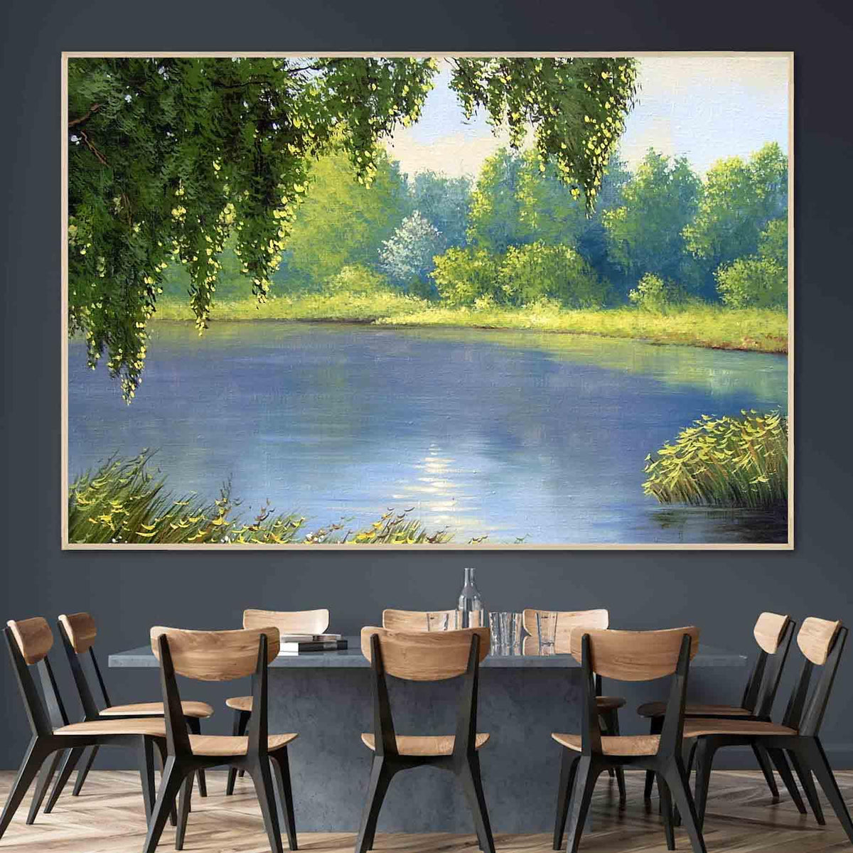 Canvas Painting - Summer Landscape with River