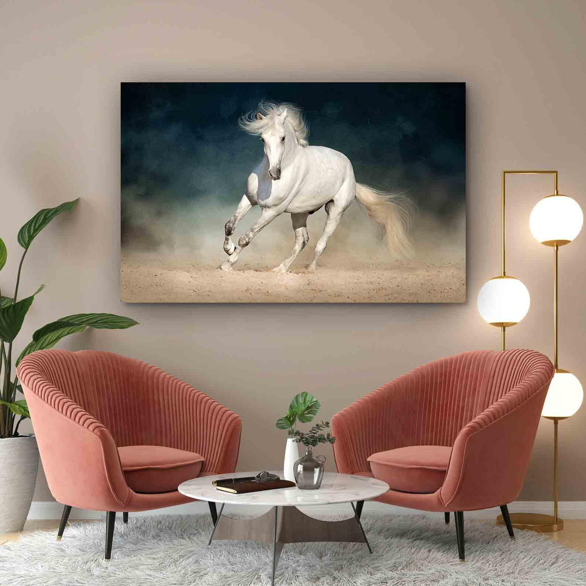 Canvas Painting - Running White Horse