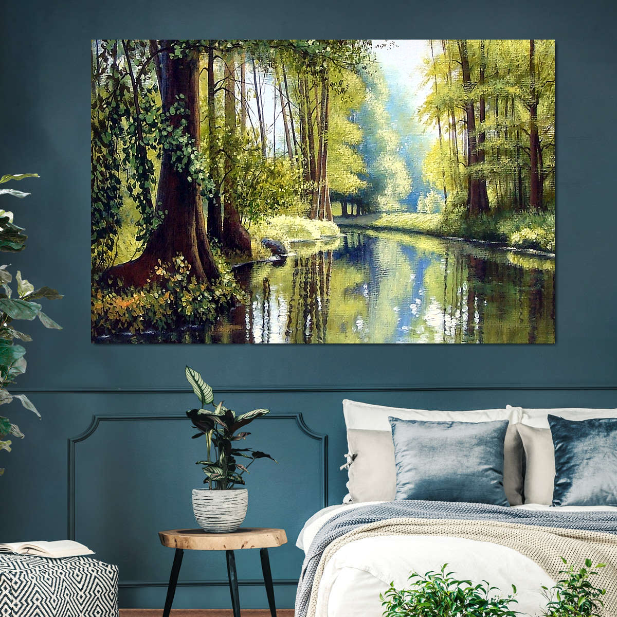Canvas Painting - Summer Landscape with River