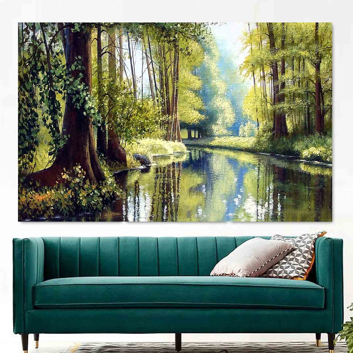 Canvas Painting - Summer Landscape with River