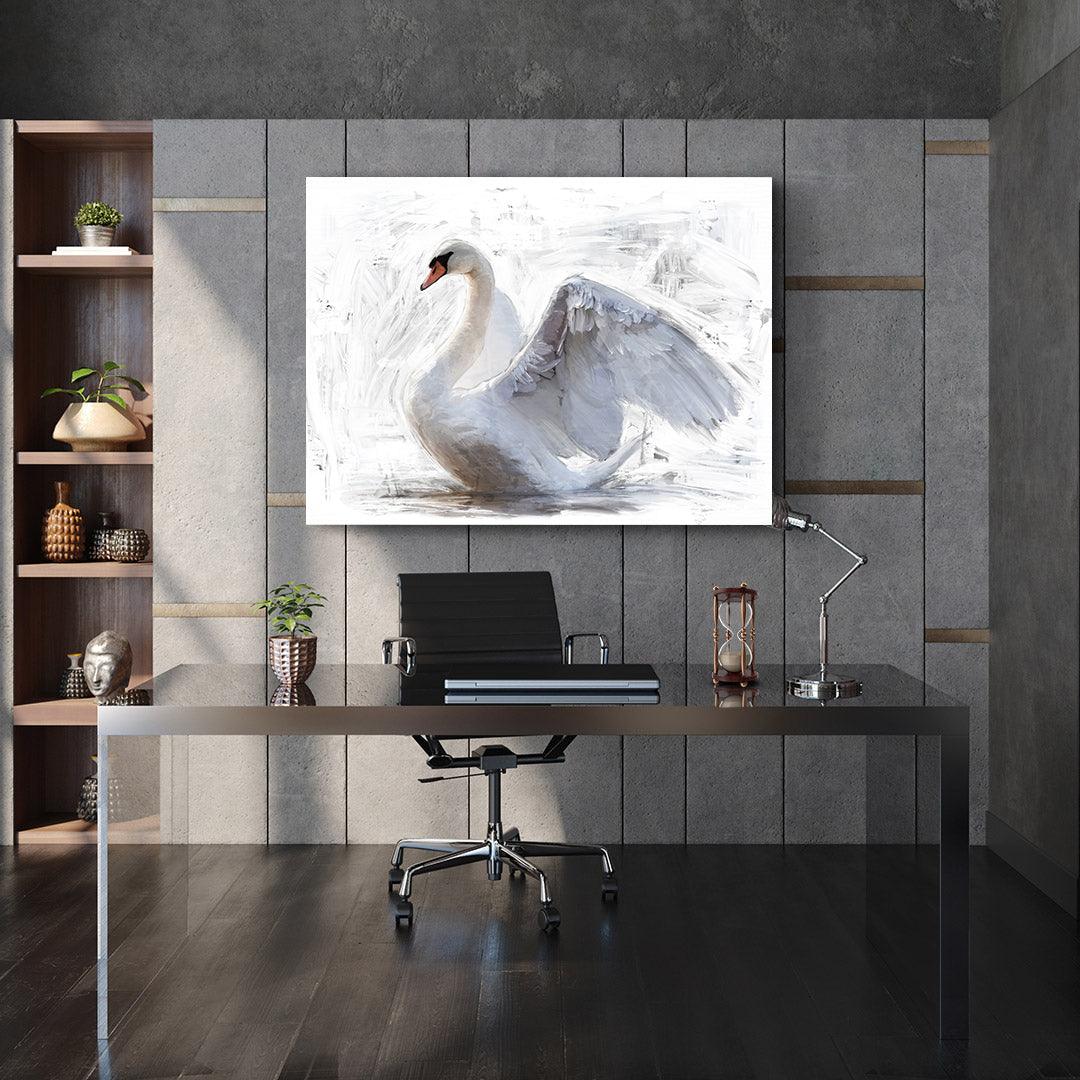Canvas Painting - White Swan