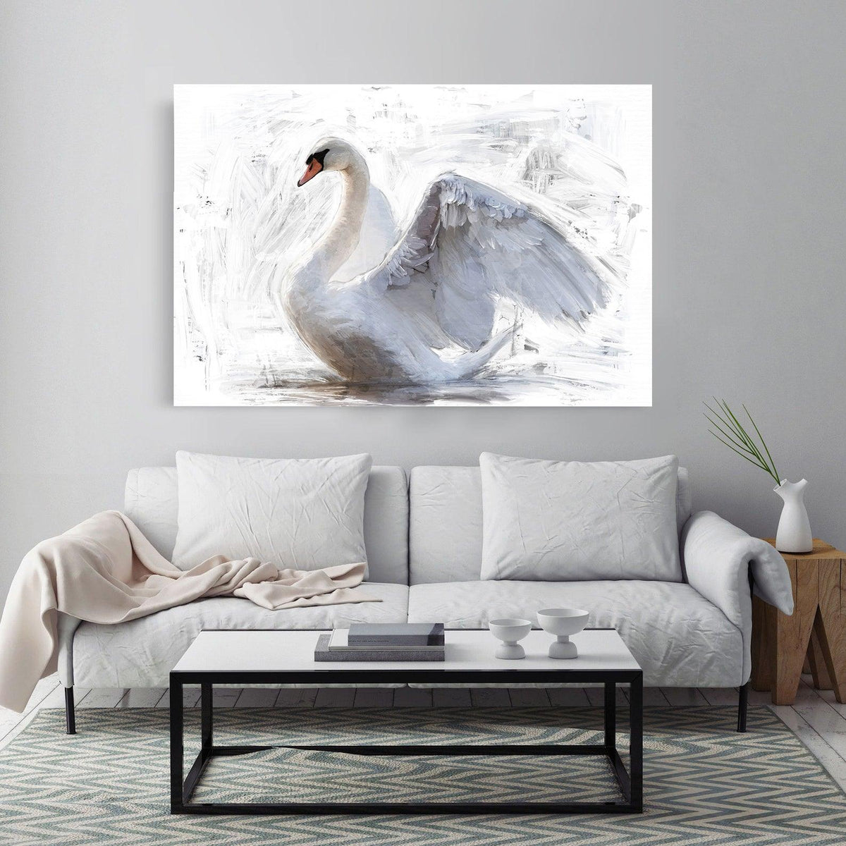 Canvas Painting - White Swan