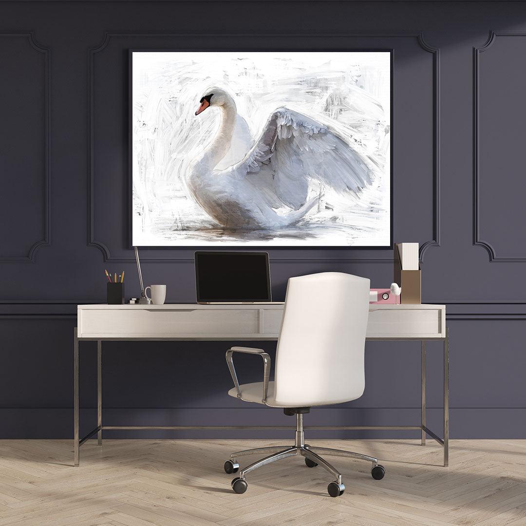 Canvas Painting - White Swan