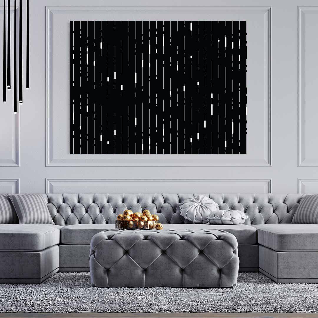 Tablou Canvas - Picaturi albe pe fundal negru