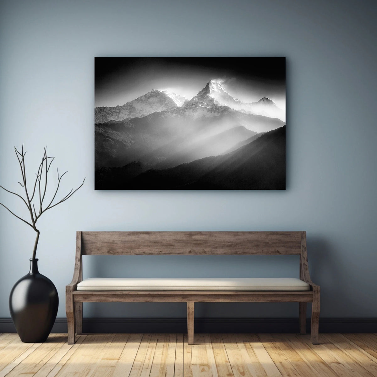 Canvas Painting - Black and White Mountains