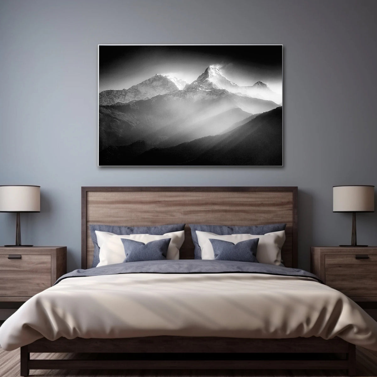 Canvas Painting - Black and White Mountains