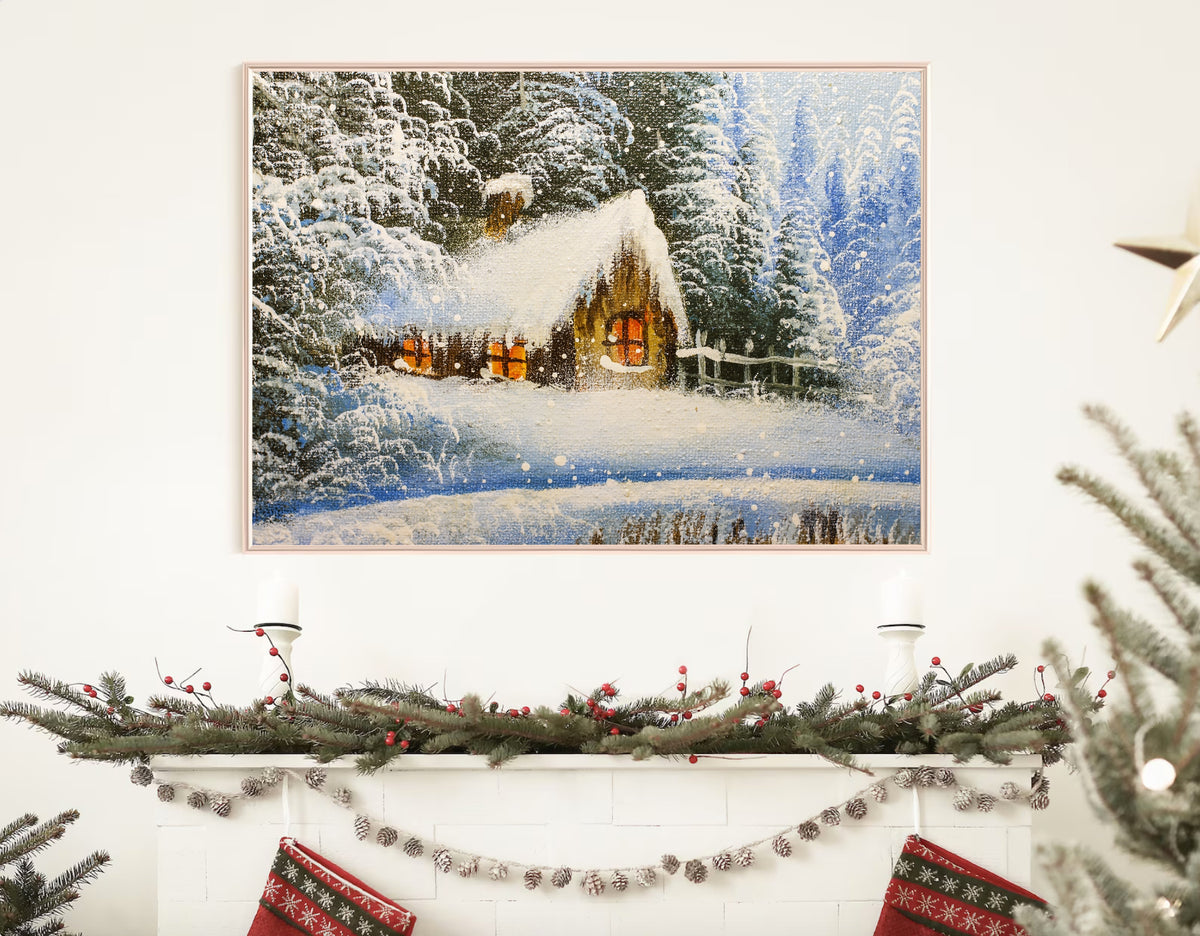 Canvas Painting - Little House in the Winter Forest