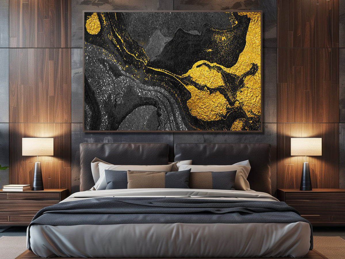 Canvas Painting - Abstract Gold and Black