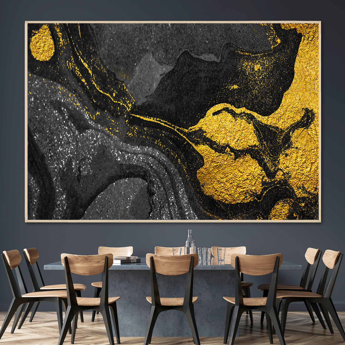 Canvas Painting - Abstract Gold and Black