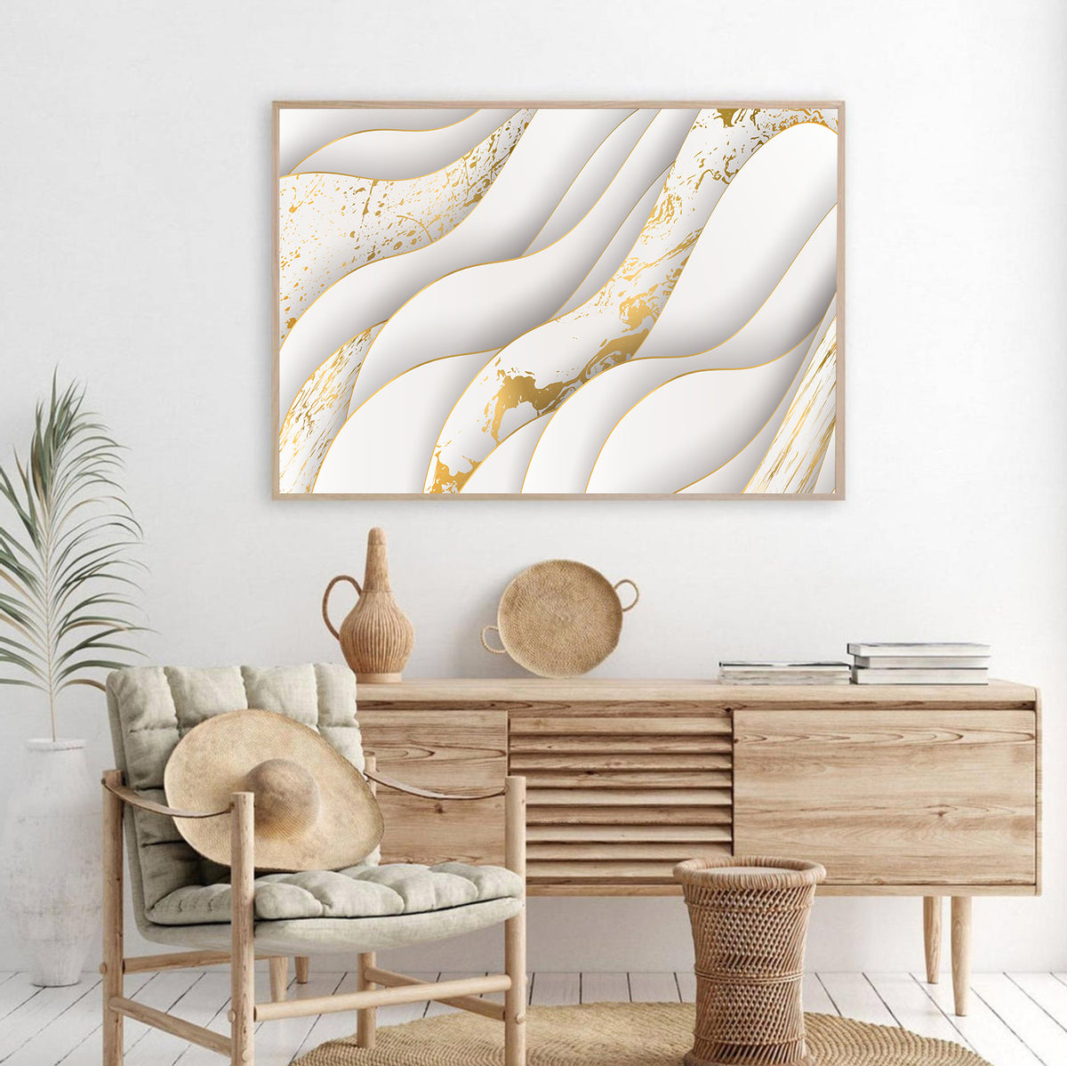 Canvas Painting - Abstract White and Gold