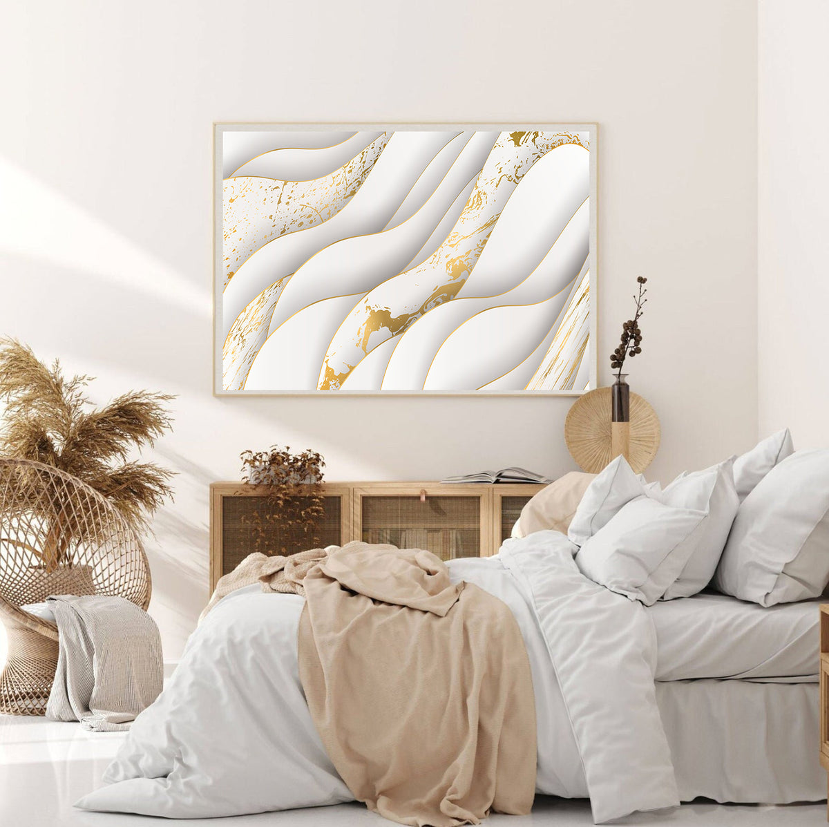 Canvas Painting - Abstract White and Gold
