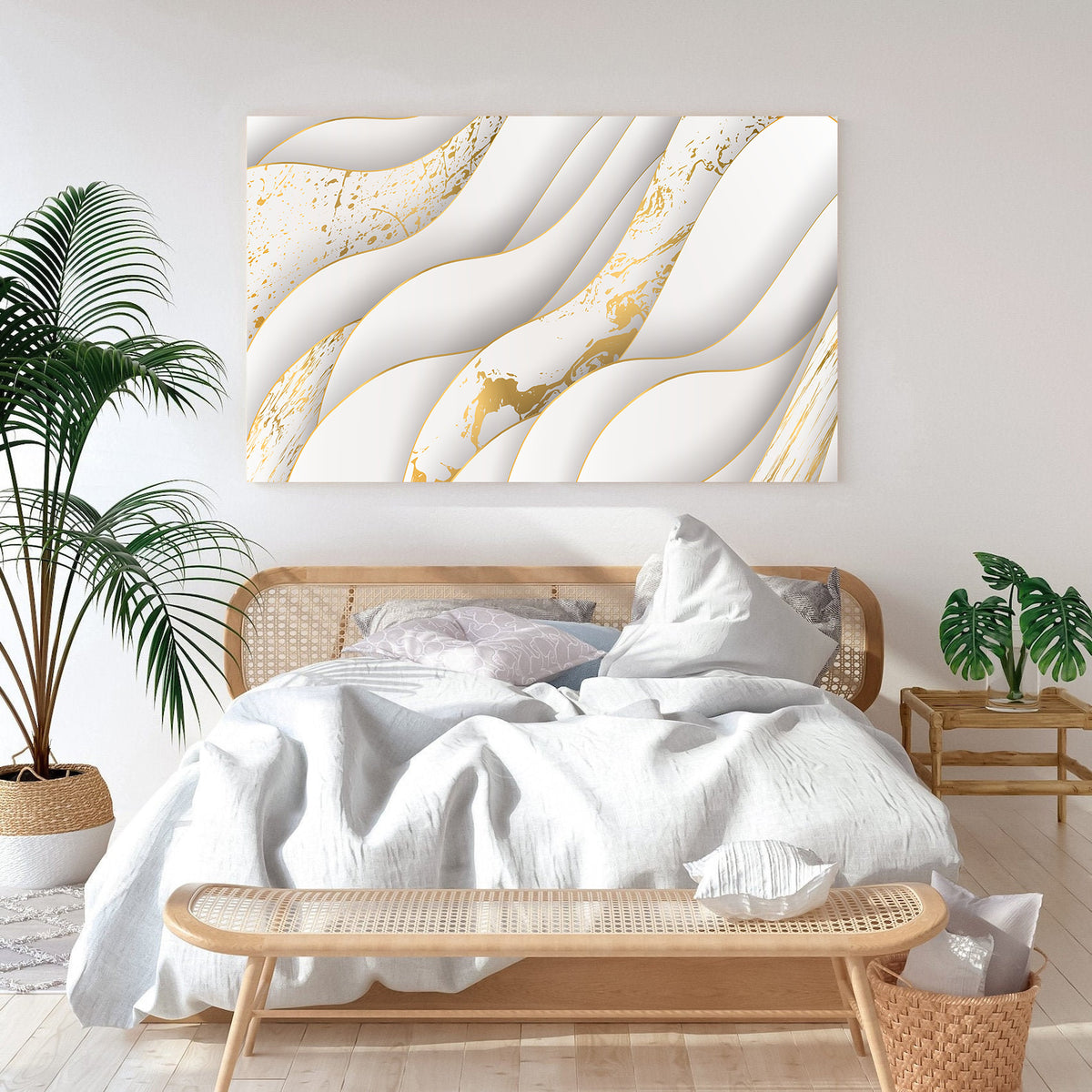 Canvas Painting - Abstract White and Gold