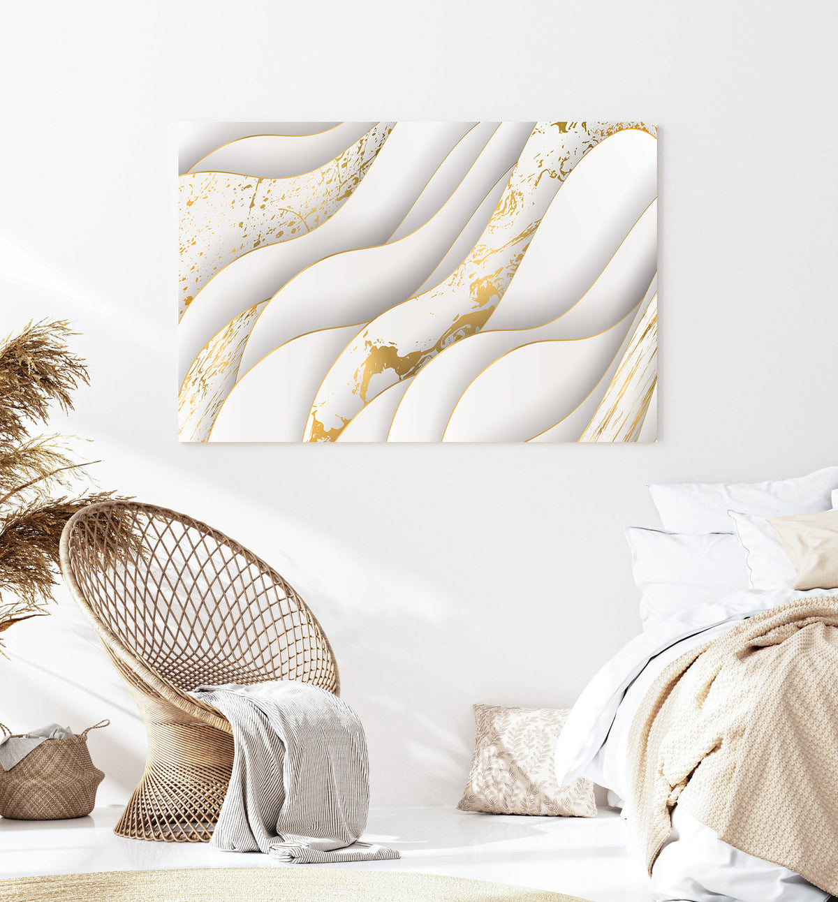 Canvas Painting - Abstract White and Gold
