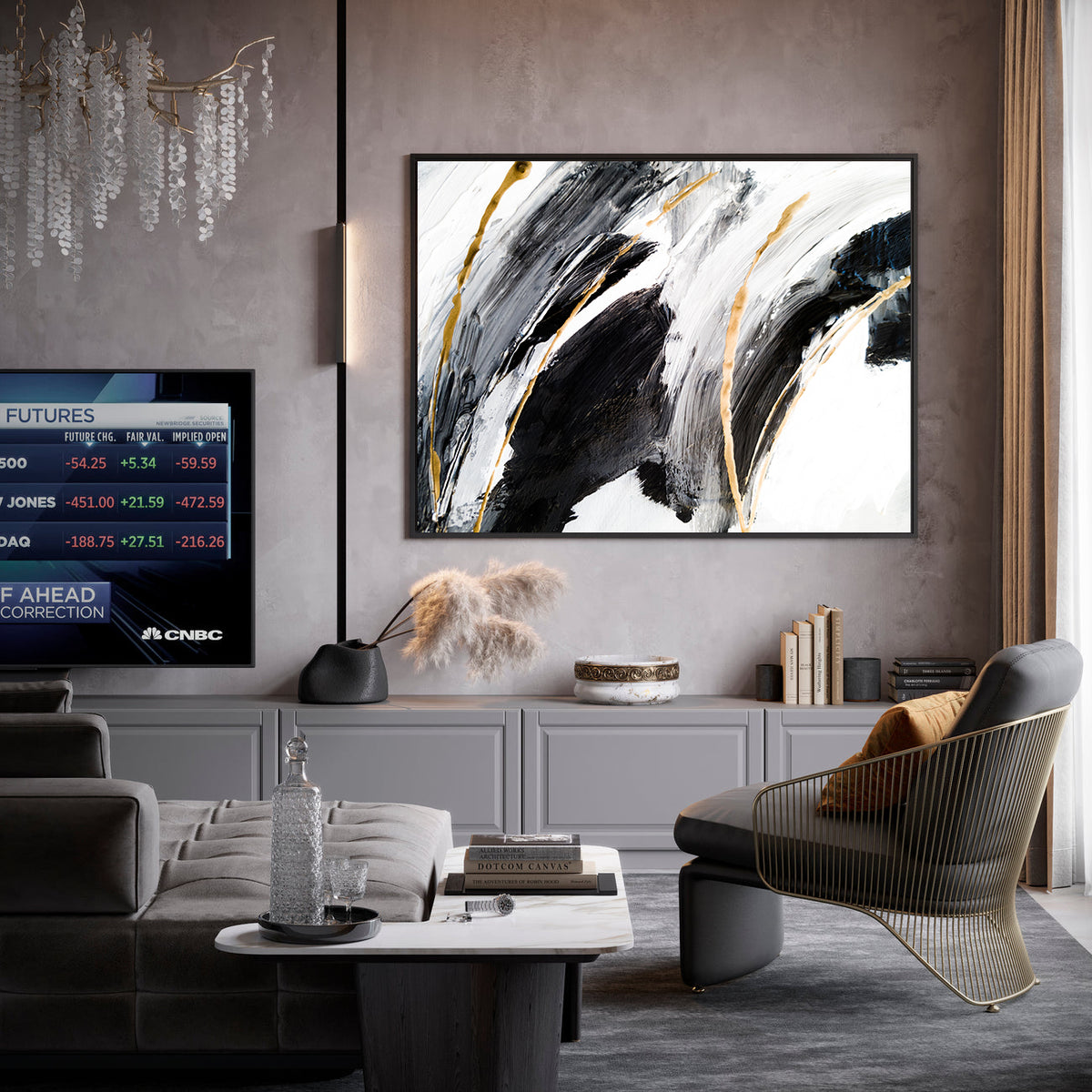 Canvas Painting - Black and White Abstract