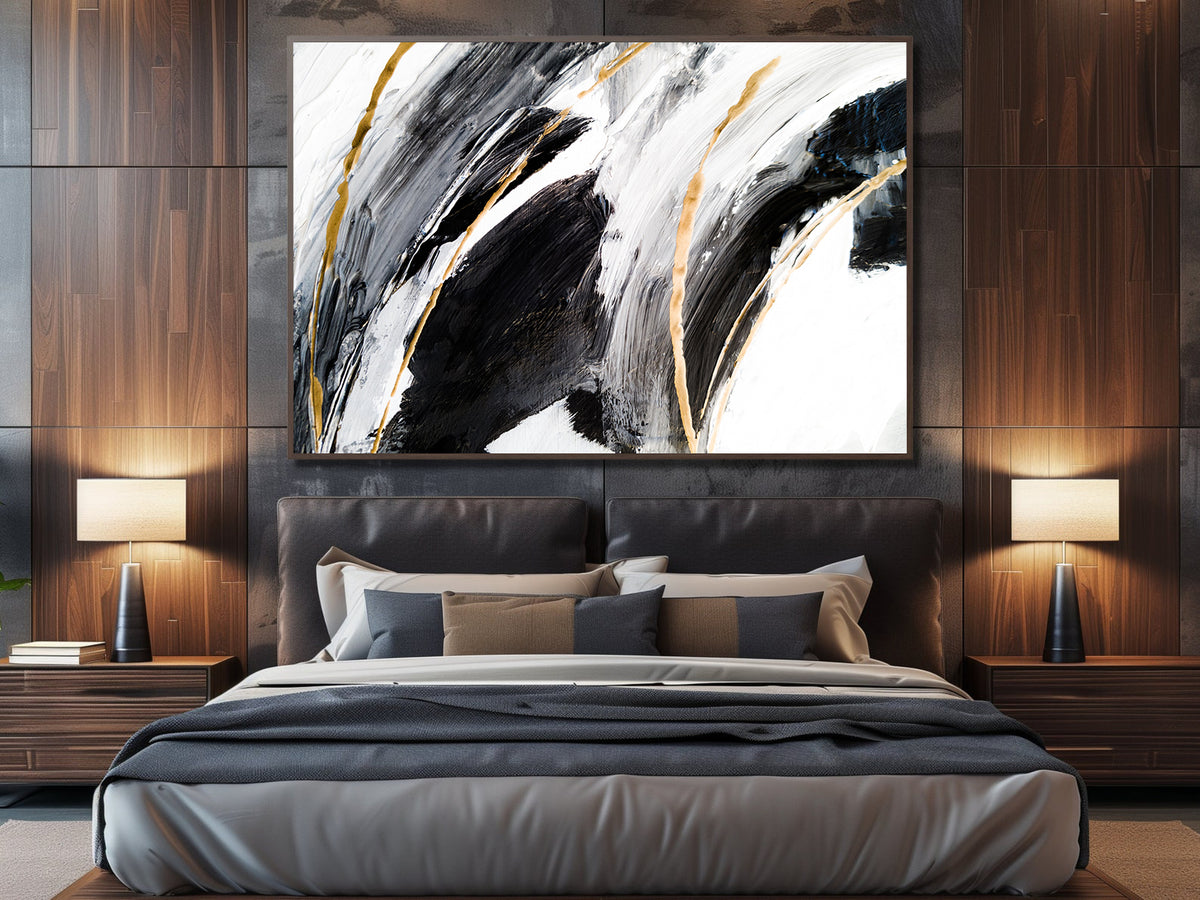 Canvas Painting - Black and White Abstract