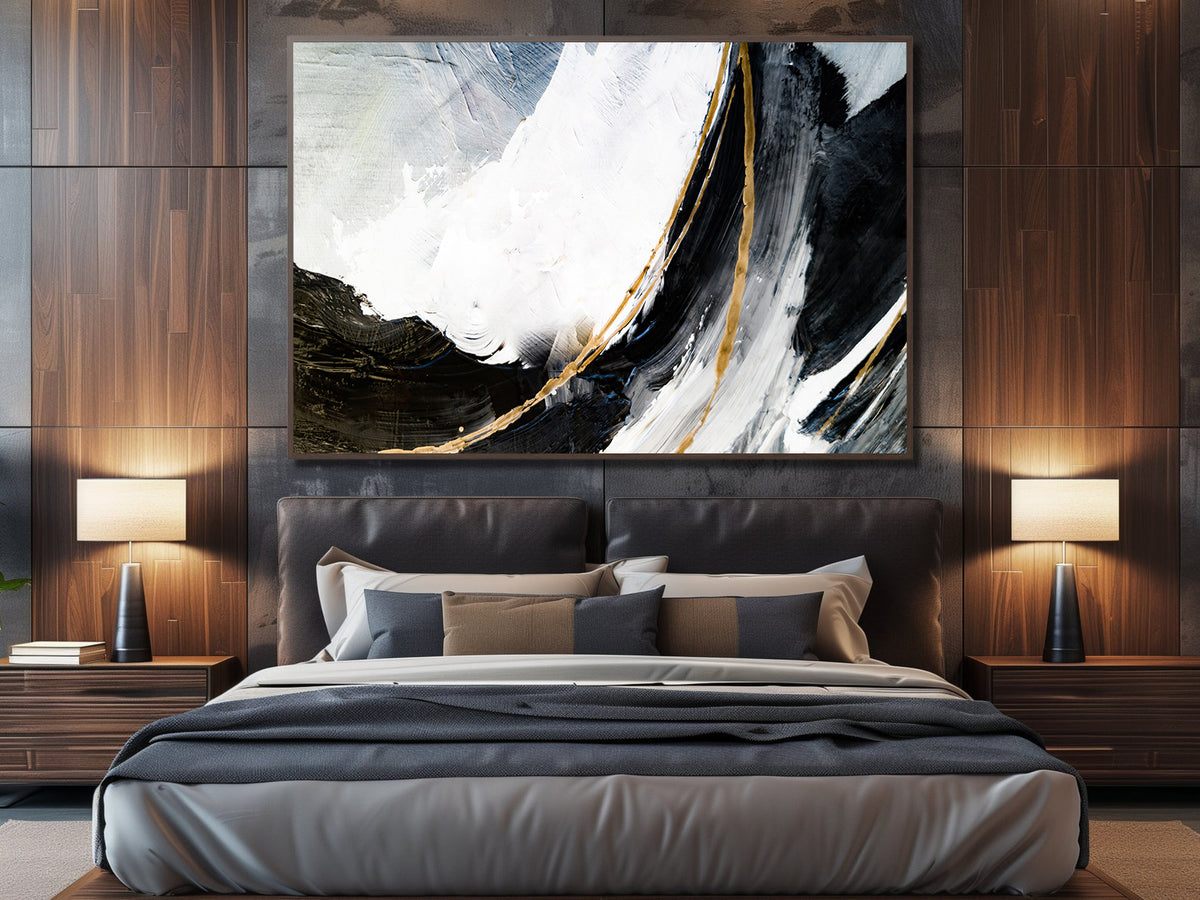 Canvas Painting - Black and White Abstract