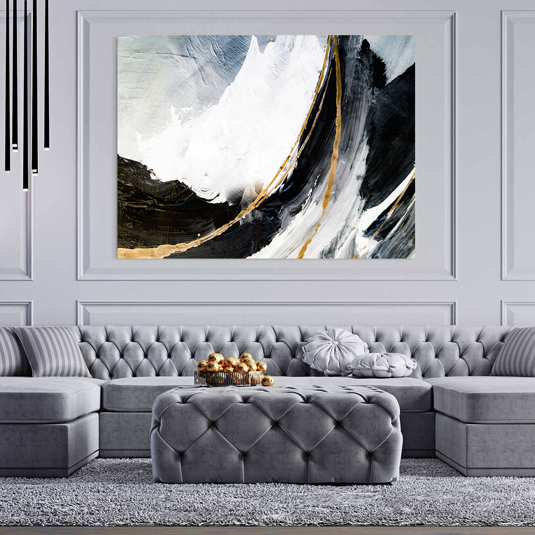 Canvas Painting - Black and White Abstract