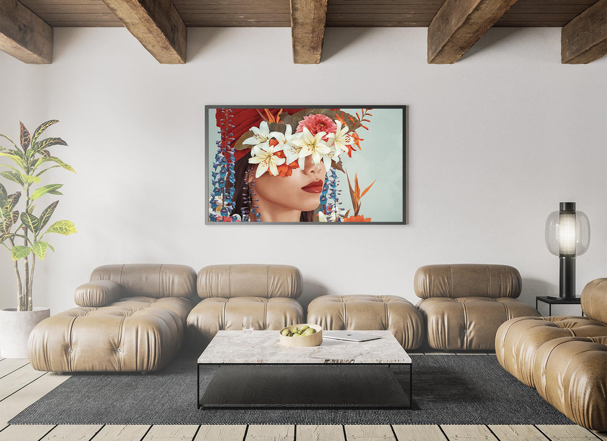 Canvas Painting - Portrait with Flowers