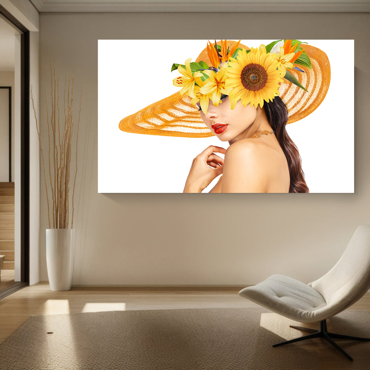 Canvas Painting - Woman with Hat Portrait