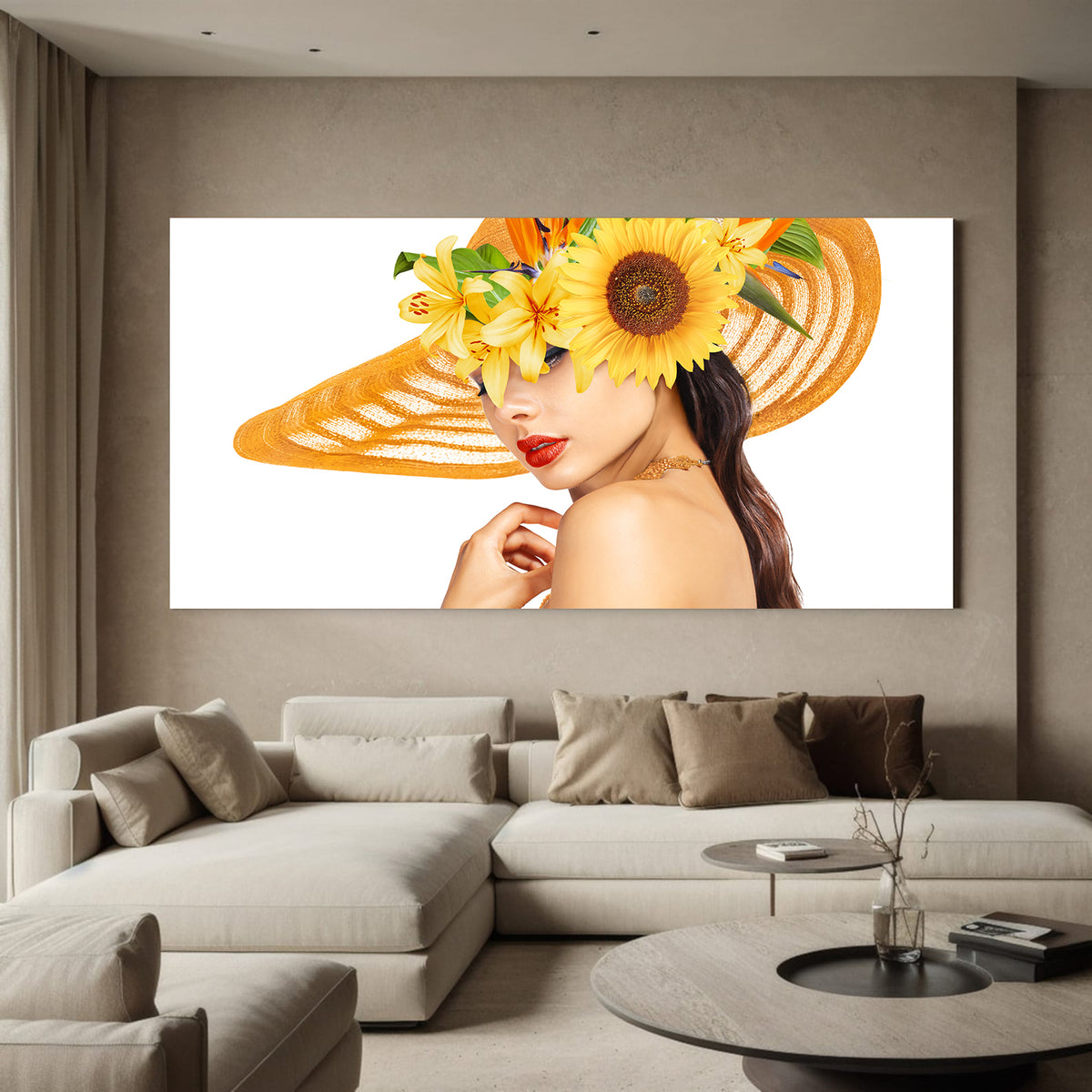 Canvas Painting - Woman with Hat Portrait