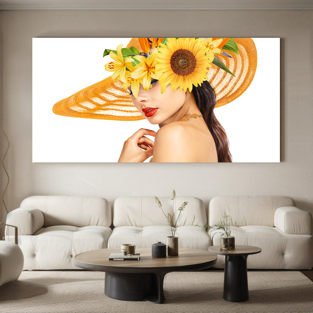 Canvas Painting - Woman with Hat Portrait