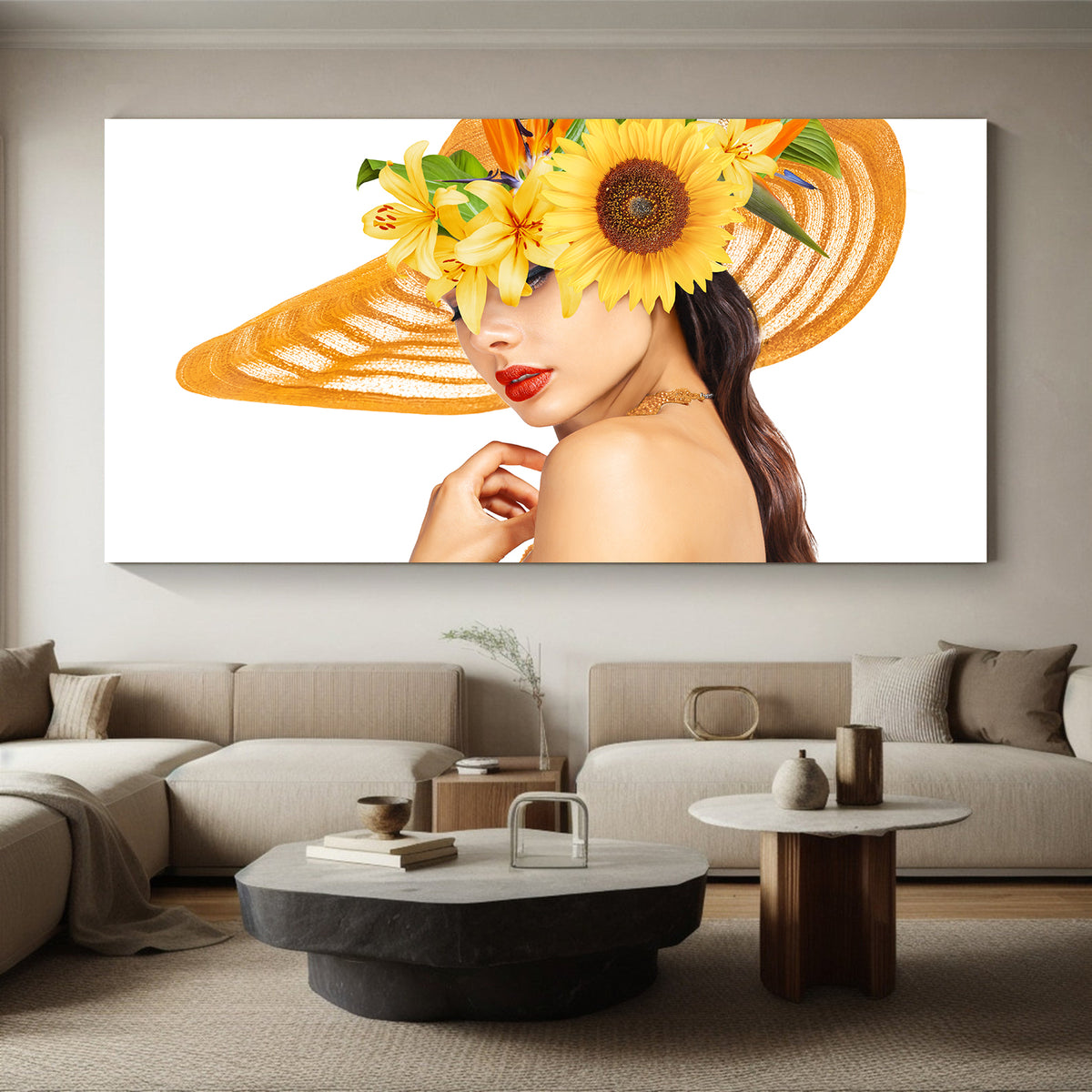 Canvas Painting - Woman with Hat Portrait