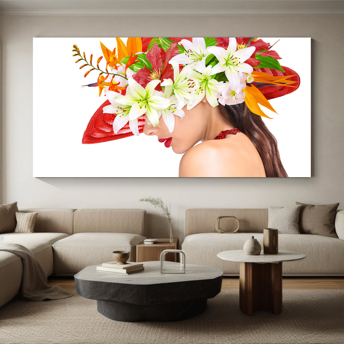 Canvas Painting - Woman with Hat Portrait
