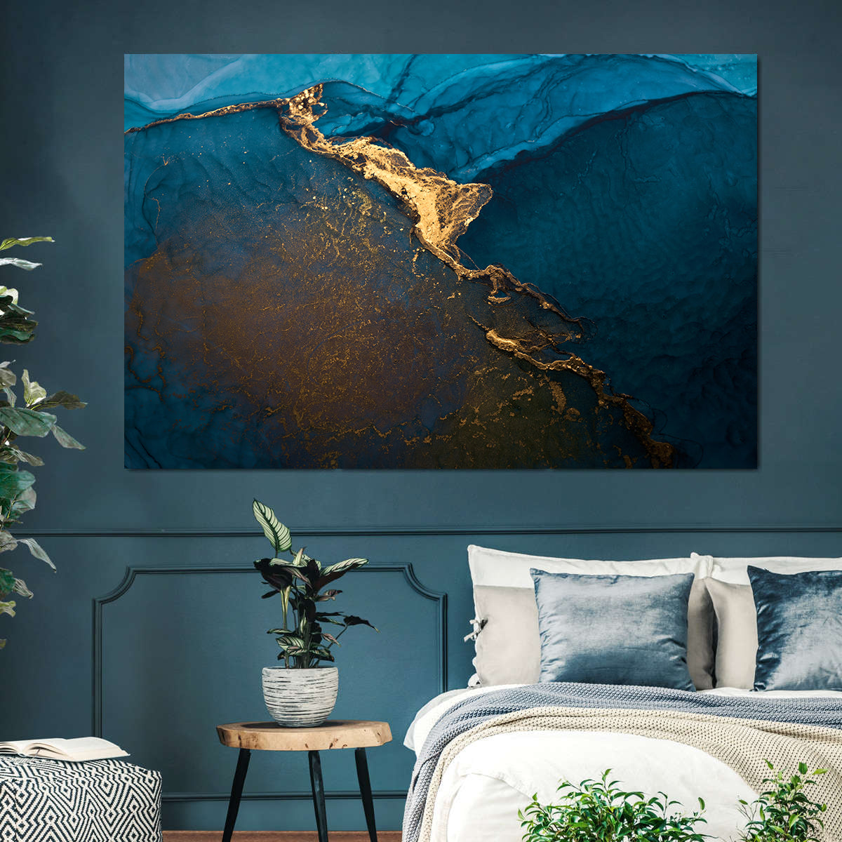 Canvas Painting - Abstract Blue Gold