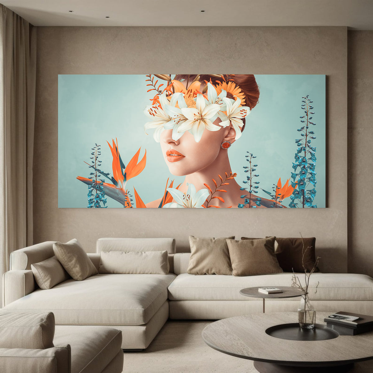 Canvas Painting - Portrait with Flowers