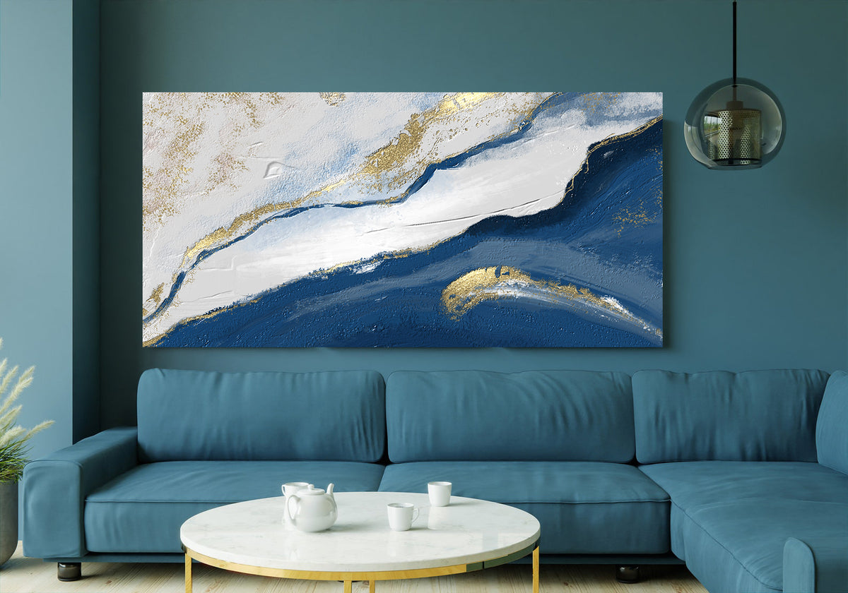 Tablou Canvas - Abstract Alb si Albastru