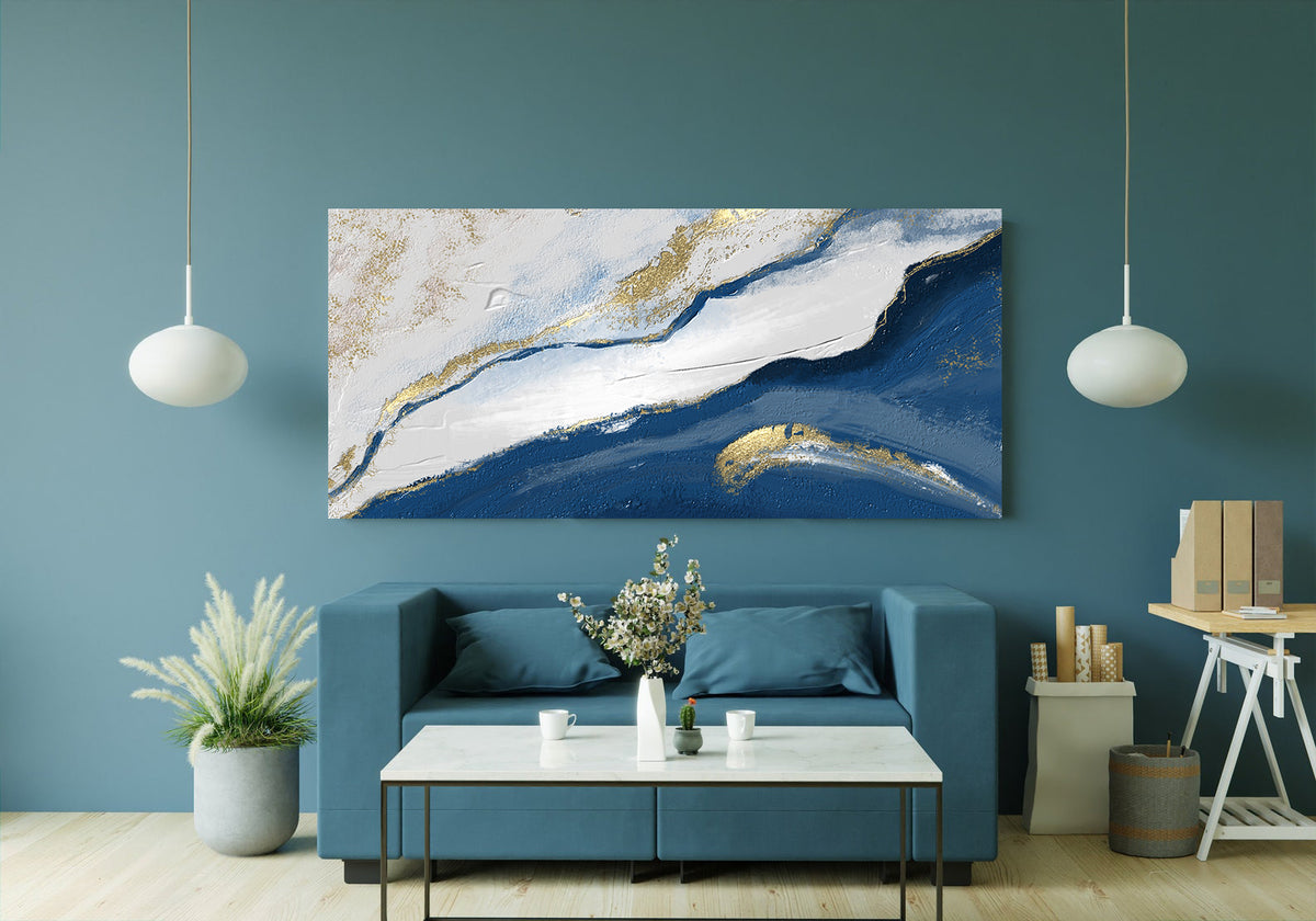 Canvas Painting - Abstract White and Blue