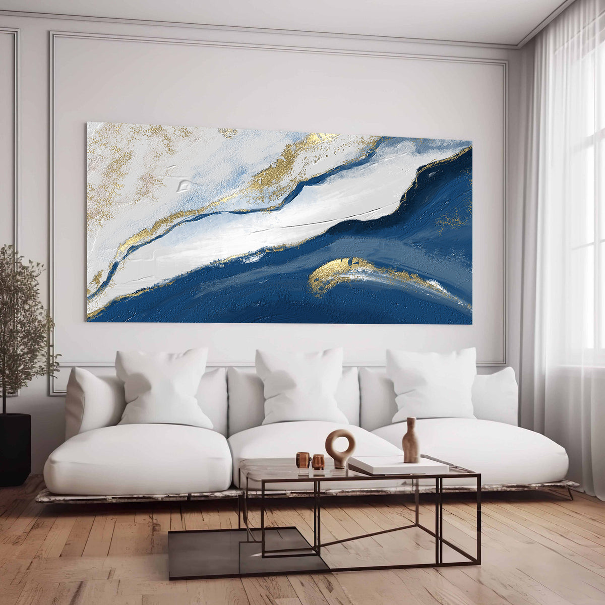 Tablou Canvas - Abstract Alb si Albastru
