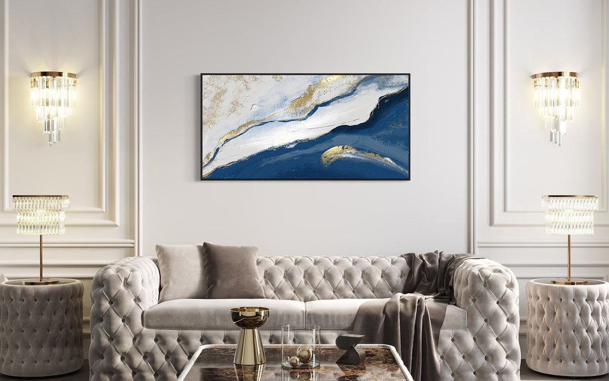 Tablou Canvas - Abstract Alb si Albastru
