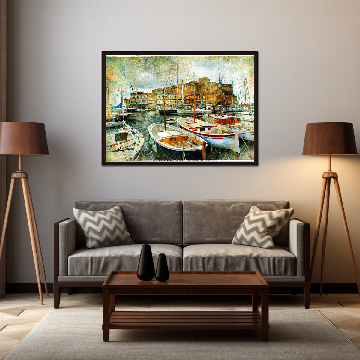 Canvas Painting - Boats in the Harbor