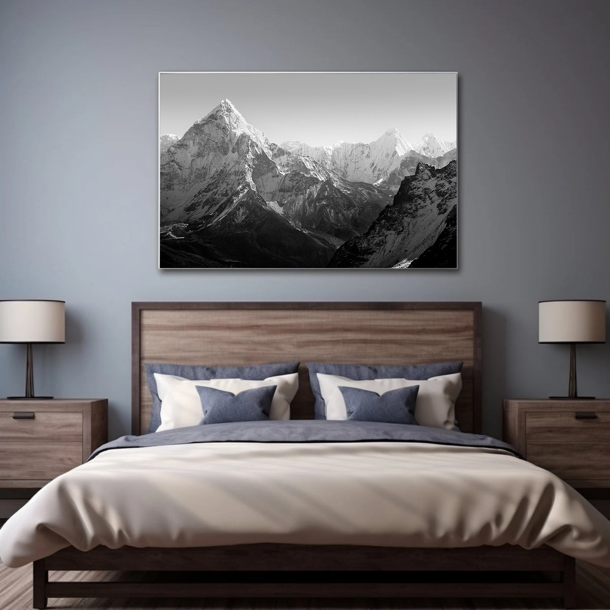 Canvas Painting - Black and White Mountain