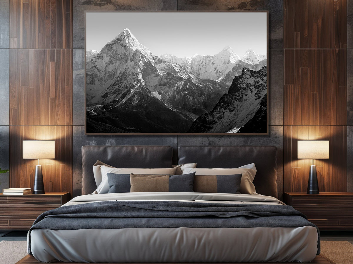 Canvas Painting - Black and White Mountain