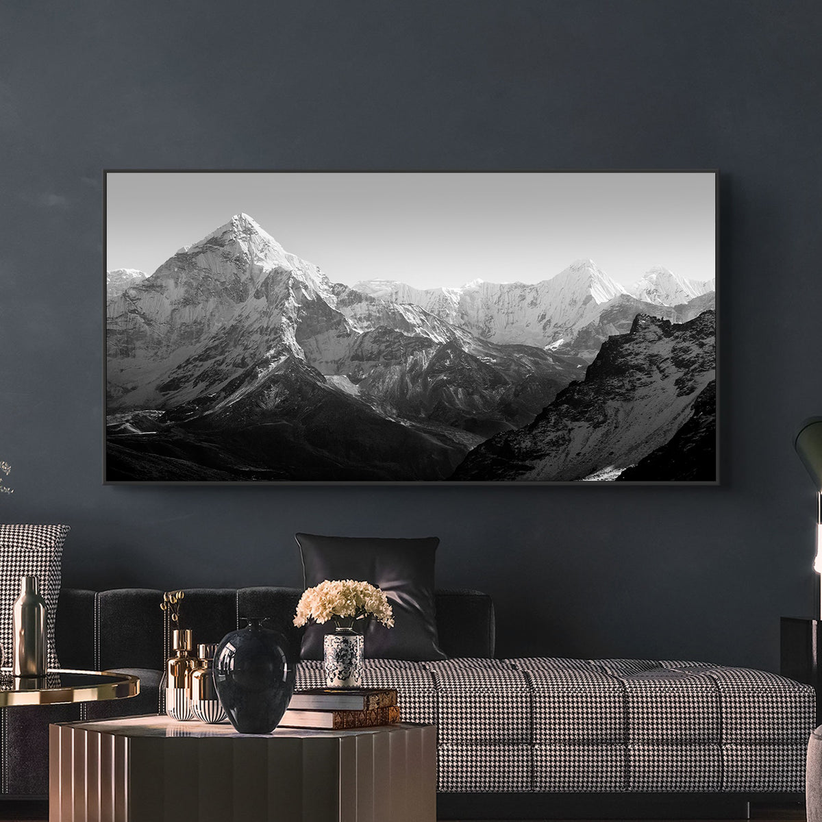 Canvas Painting - Black and White Mountain