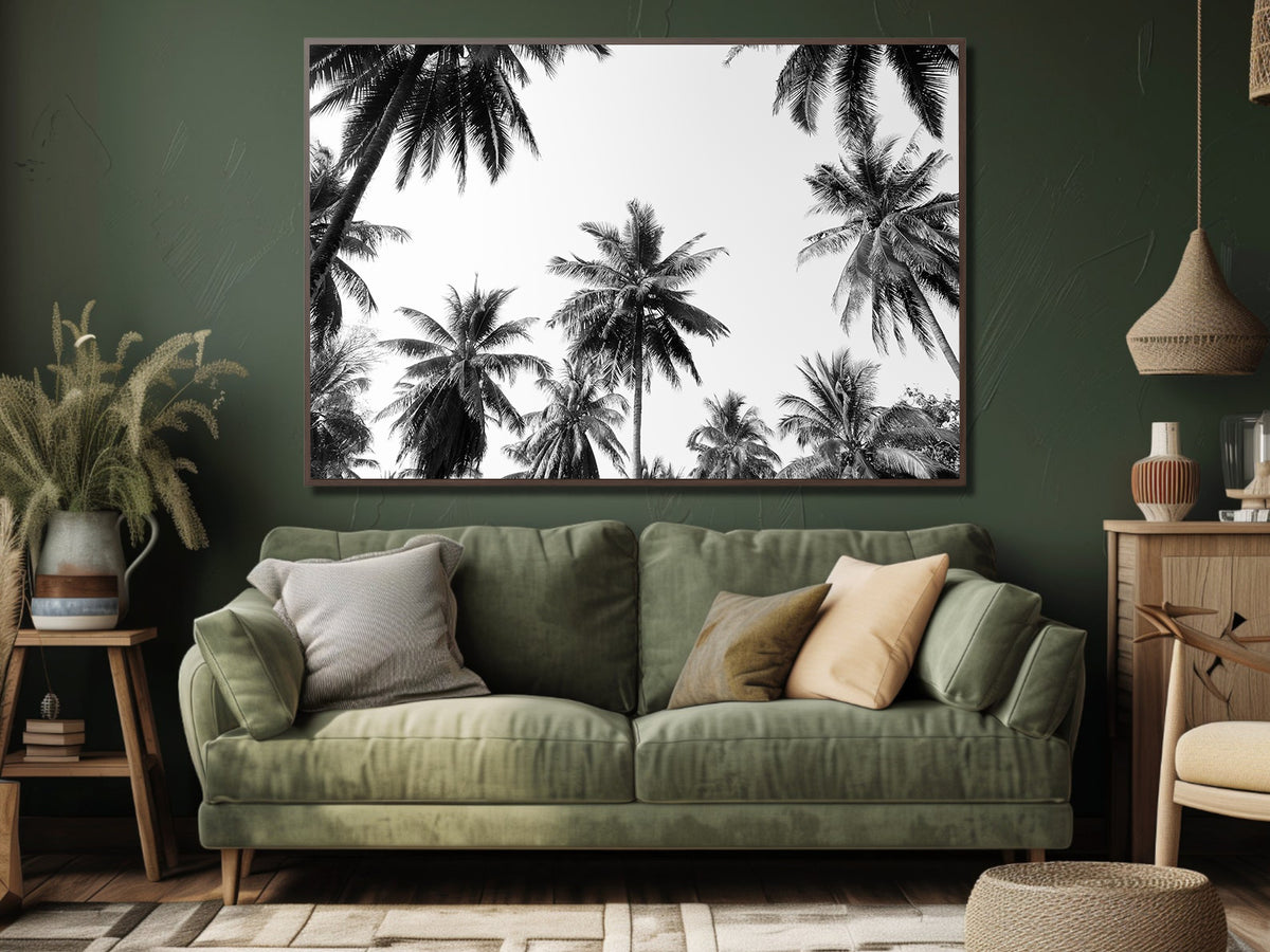 Canvas Painting - Palm Trees Black and White
