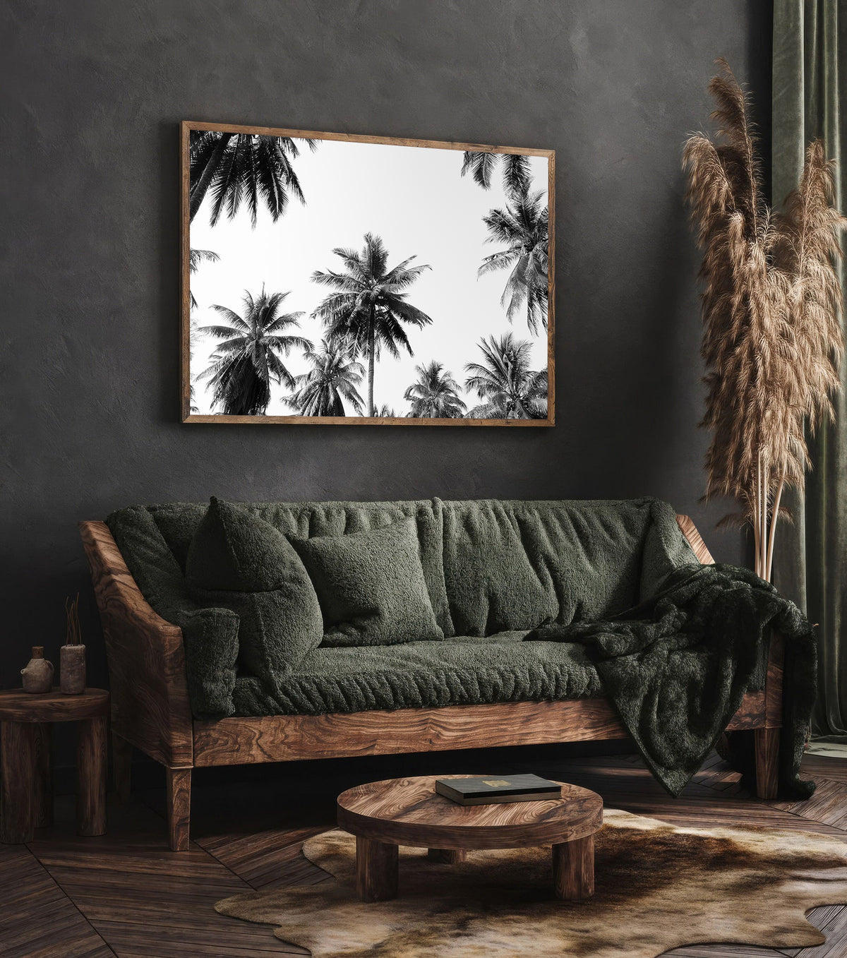 Canvas Painting - Palm Trees Black and White
