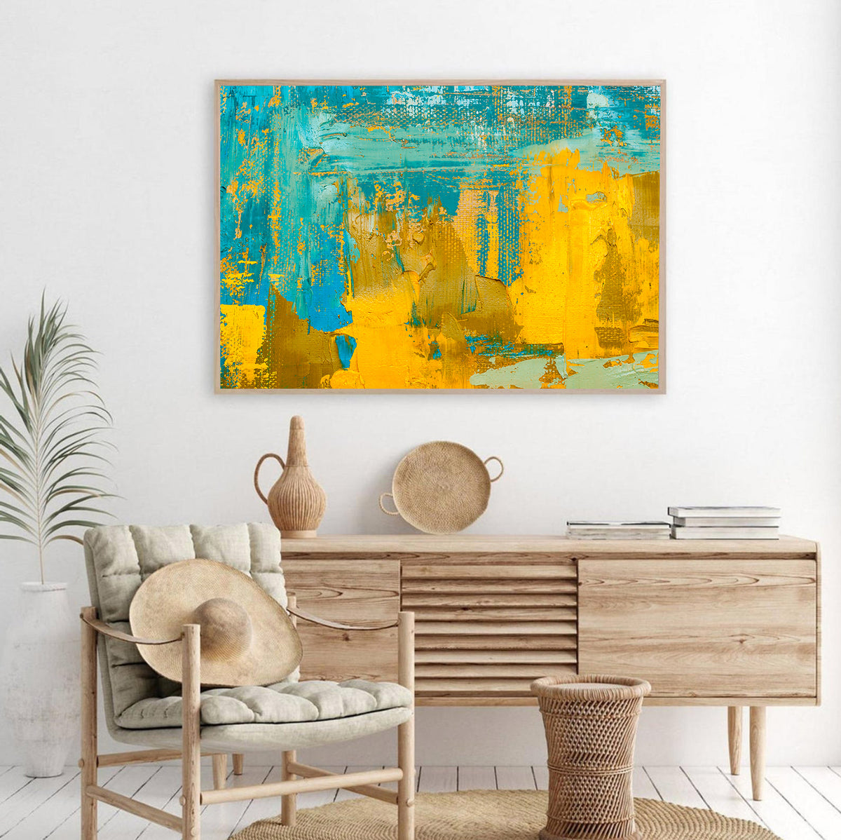Canvas Painting - Green and Gold Abstract