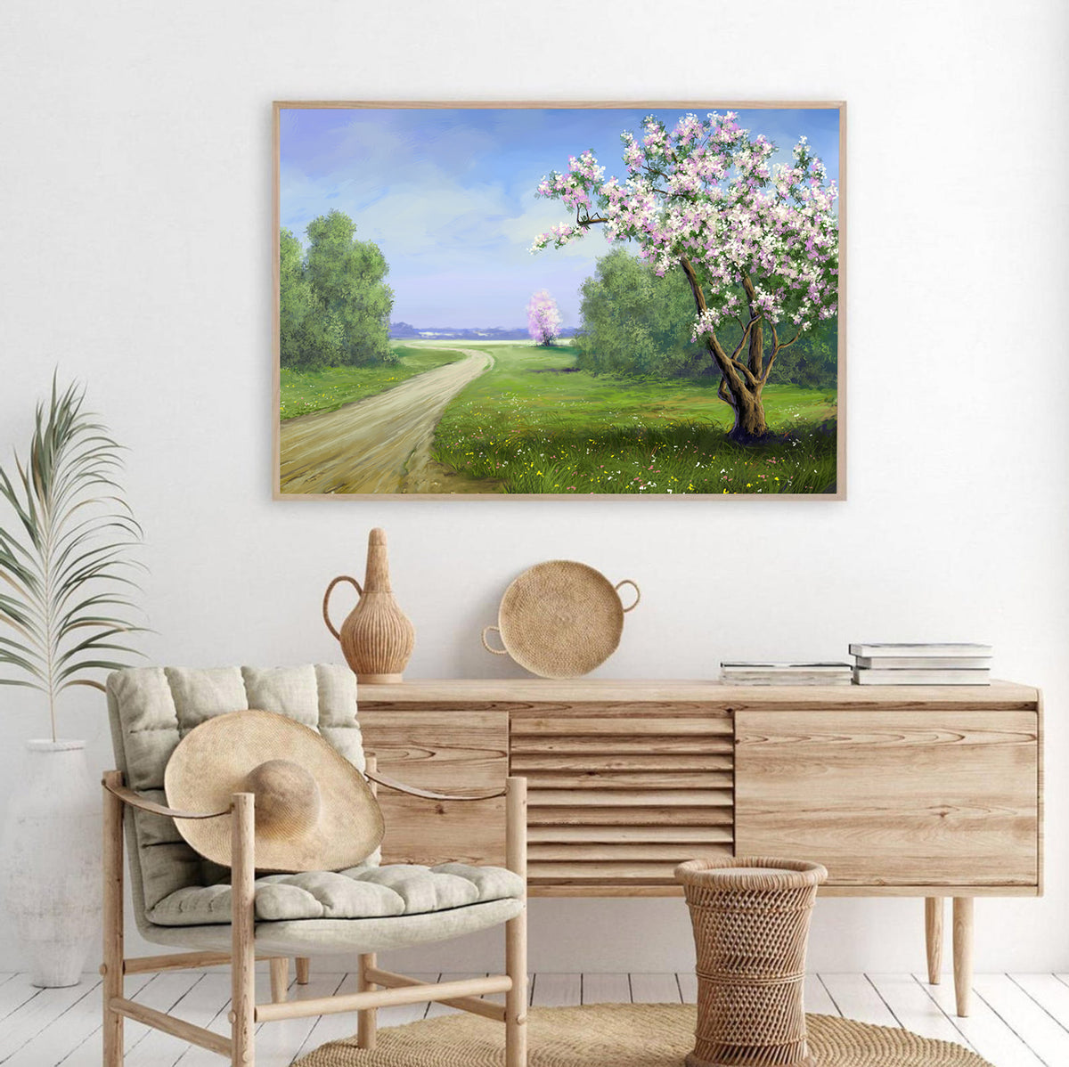 Canvas Painting - Tree with Pink Flowers