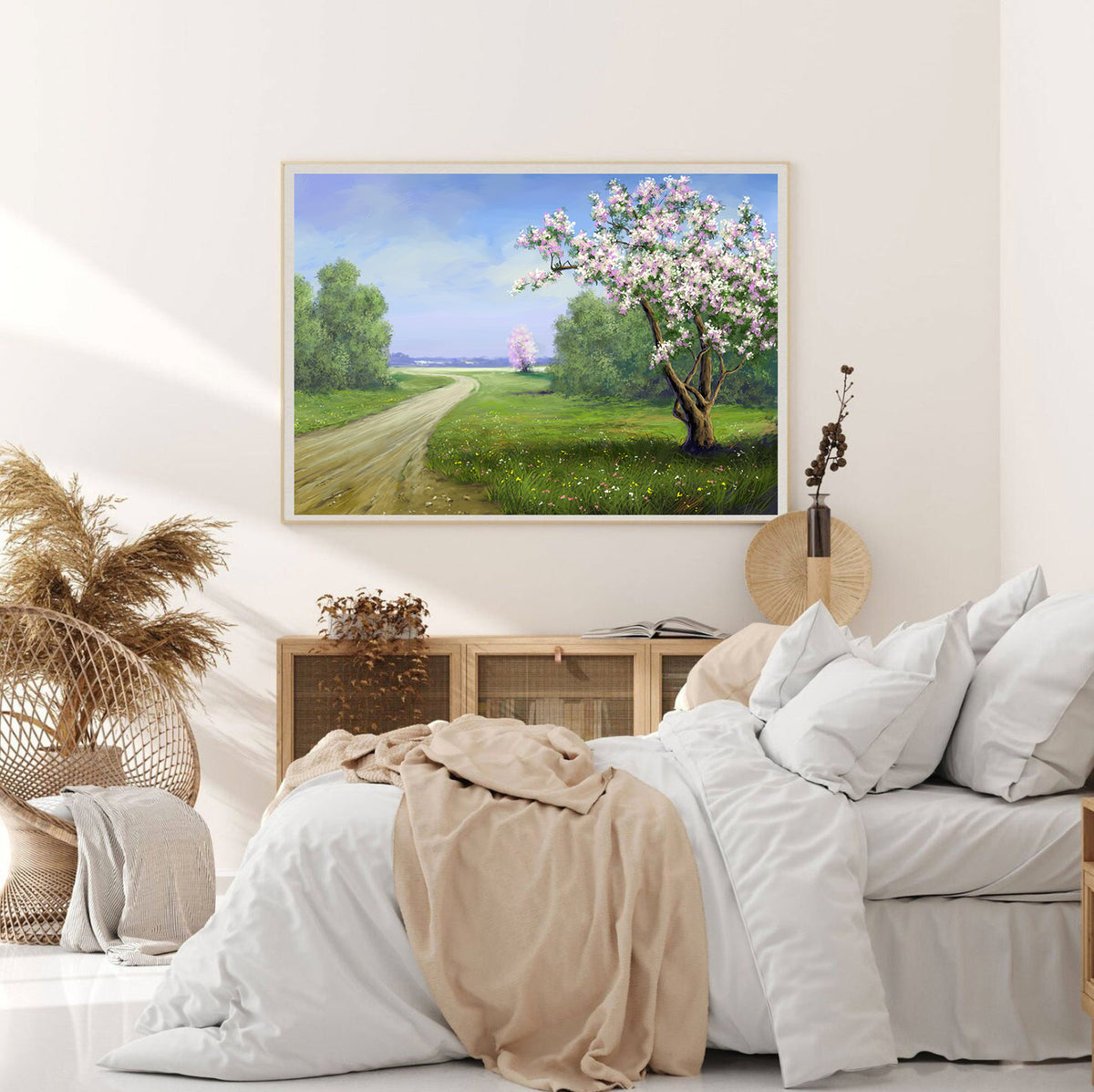 Canvas Painting - Tree with Pink Flowers