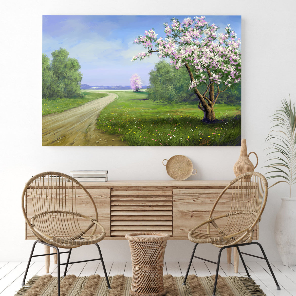 Canvas Painting - Tree with Pink Flowers