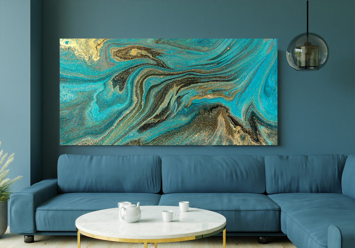 Canvas Painting - Green and Gold Abstract