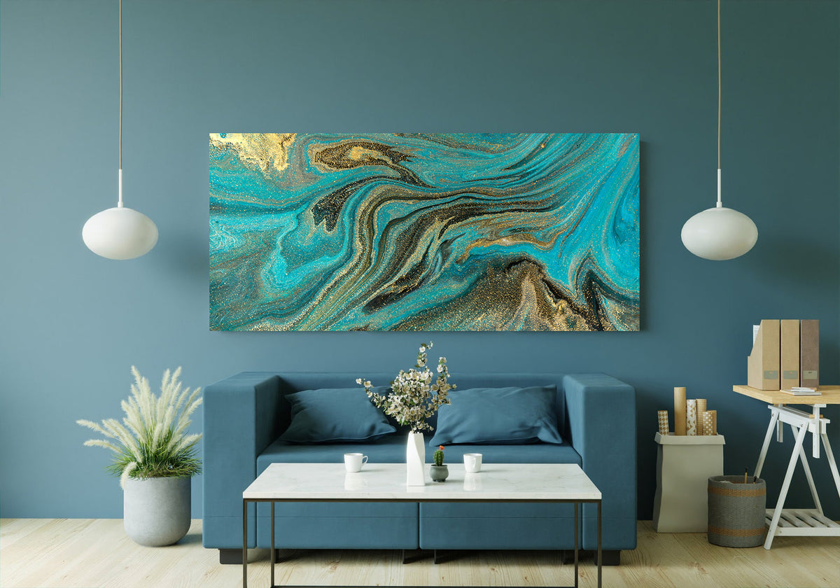 Canvas Painting - Green and Gold Abstract