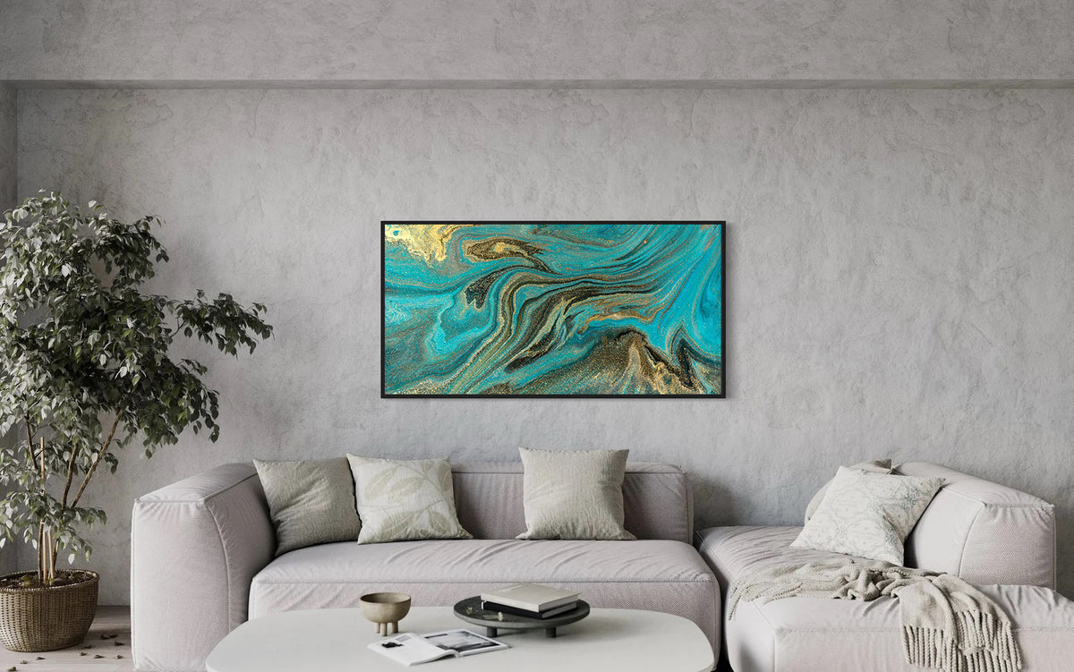 Canvas Painting - Green and Gold Abstract