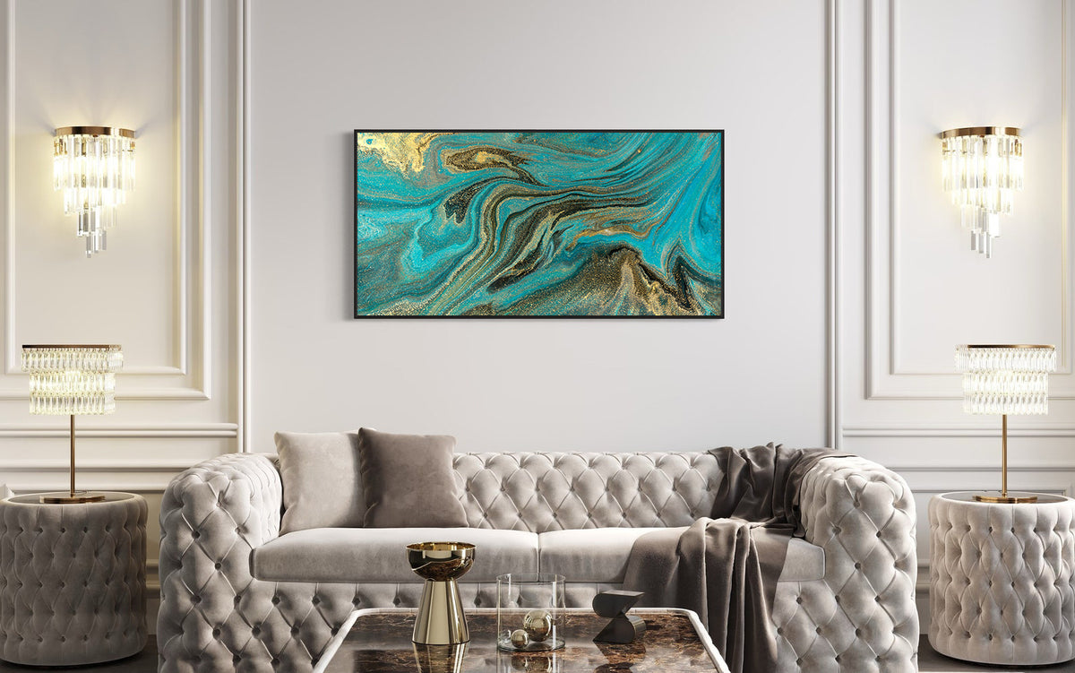 Canvas Painting - Green and Gold Abstract