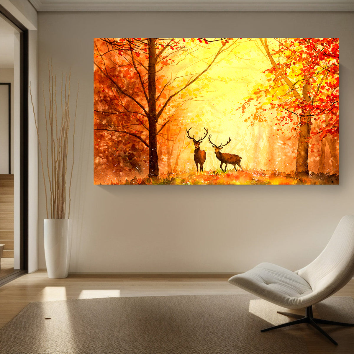 Canvas Painting - Deer in the Forest at Night